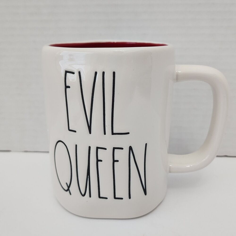 Disney Villains Rae Dunn Mug Evil Queen White Red Magenta Double Sided Disneyana